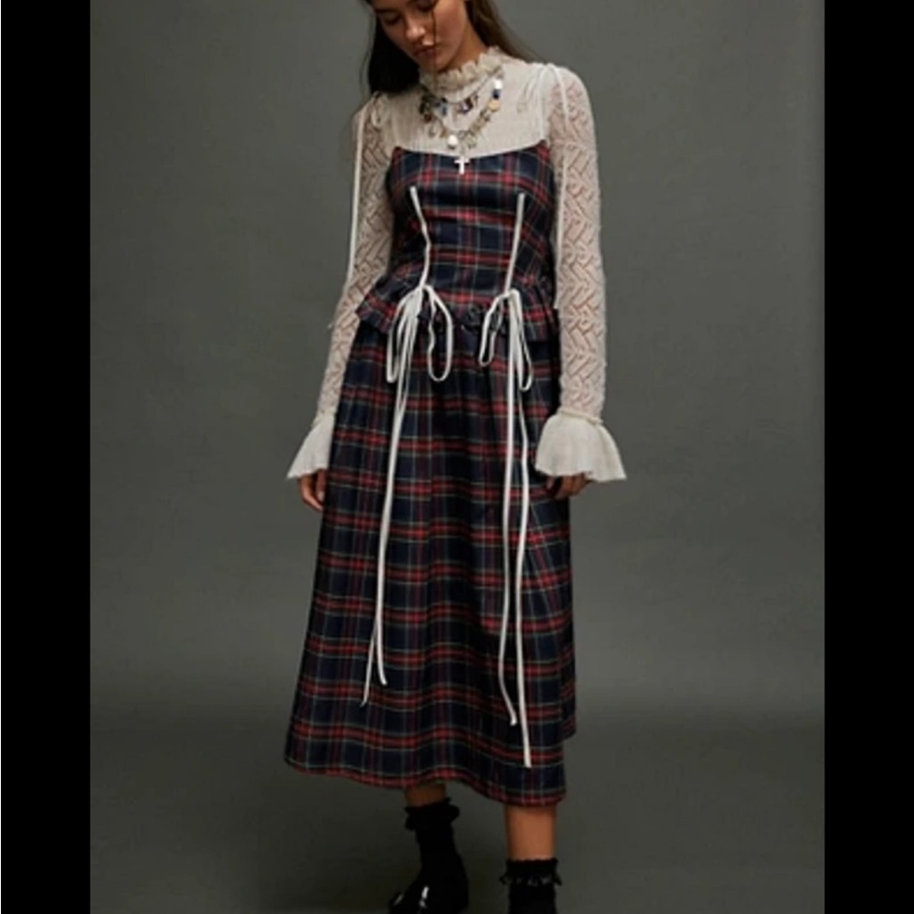 Plaid peplum dress